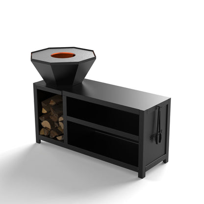 Brasero Brazir Mini Octogone 640mm - Finition Noir Thermolaquée