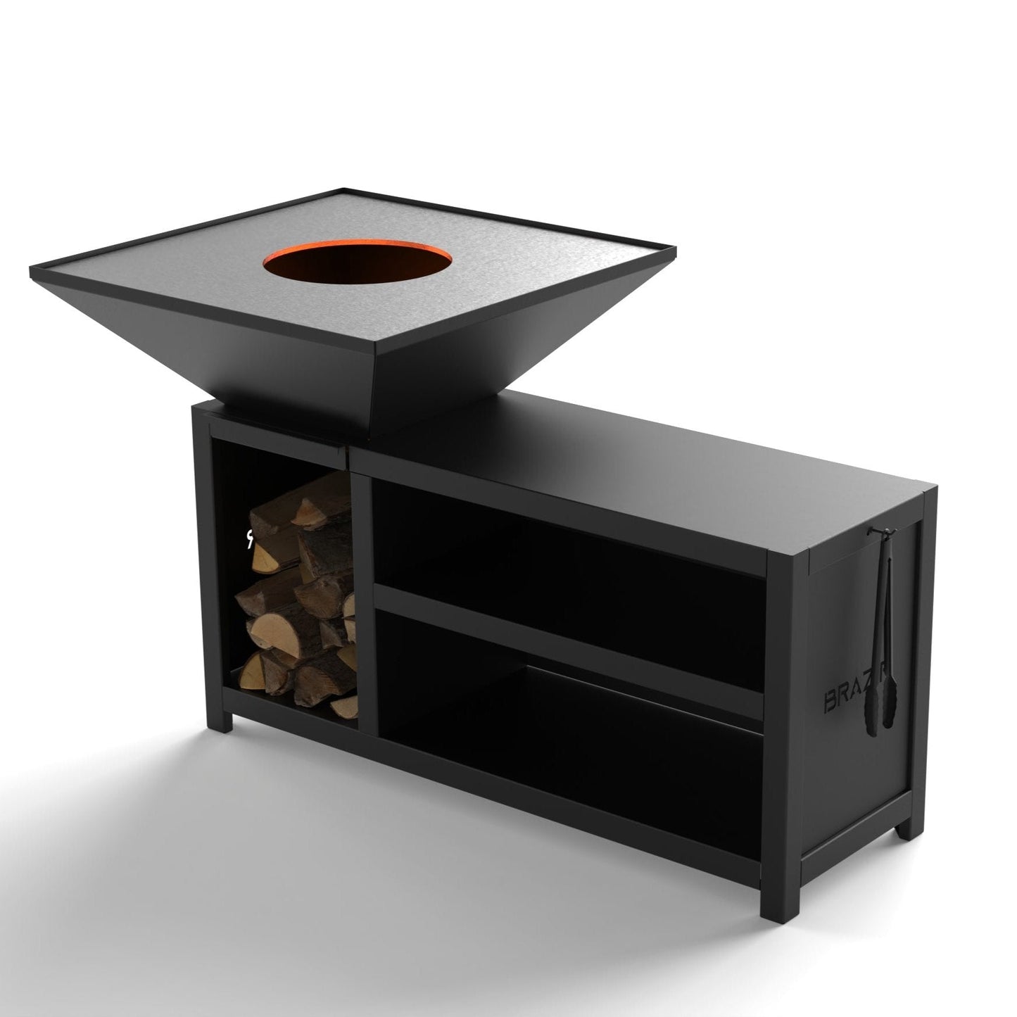 Brasero Brazir Classique Carré 840 mm – Finition Noir Thermolaquée