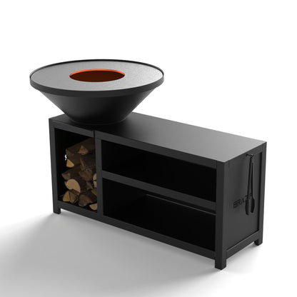 Brasero Brazir Classique Rond 840mm - Finition Noir Thermolaquée