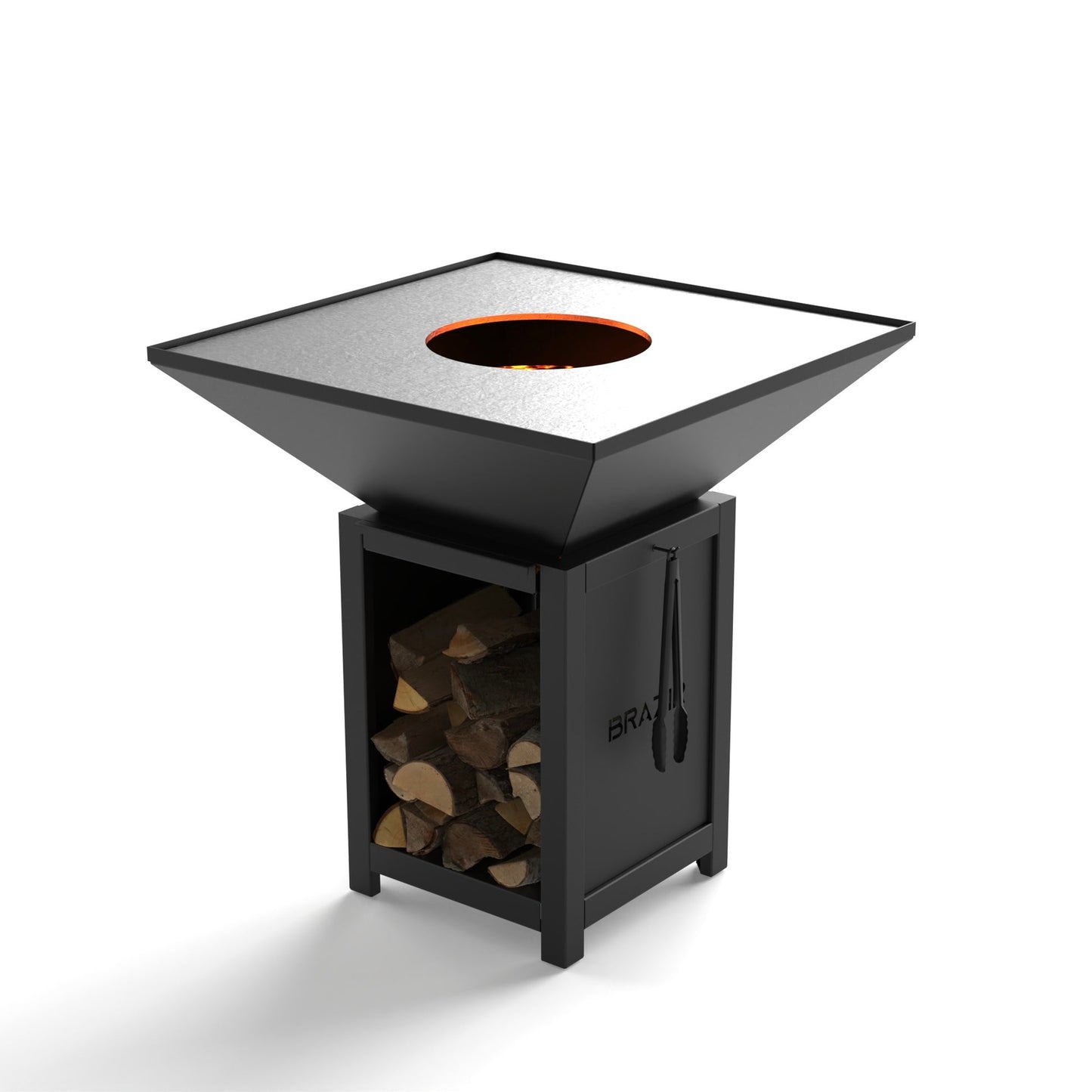Brasero Brazir Classique Carré 840 mm – Finition Noir Thermolaquée