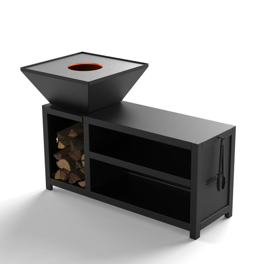 Brasero Brazir Mini Carré 640mm - Finition Noir Thermolaquée