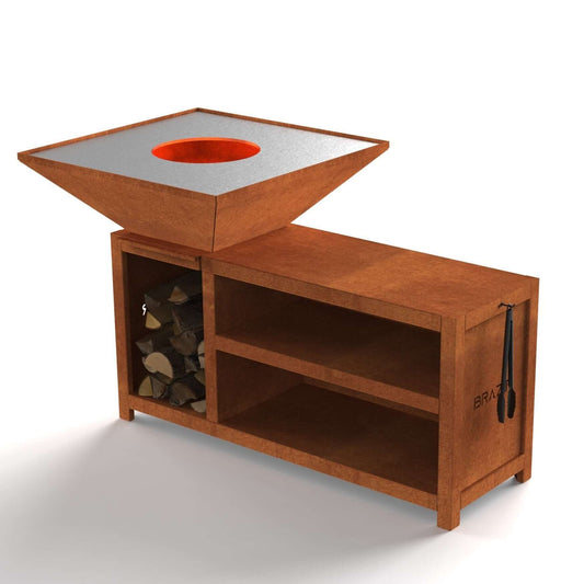 Brasero Brazir Classique Carré 840 mm – Finition Rouille